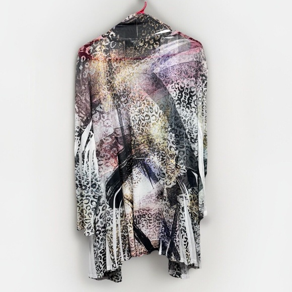 Jess & Jane Cardigan Womens 2X Mesh Open Knit USA Made Lagenlook Animal Print - Picture 2 of 8